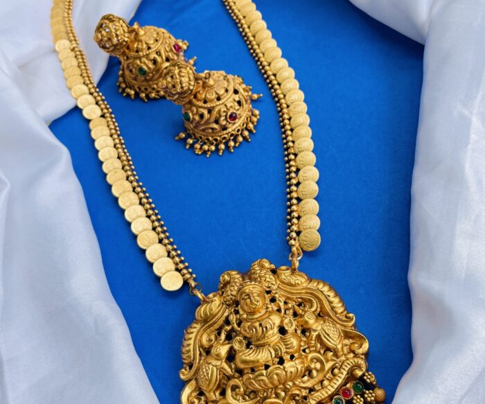 Laxmi Coin Long Necklace With Earrings AJP2024-230