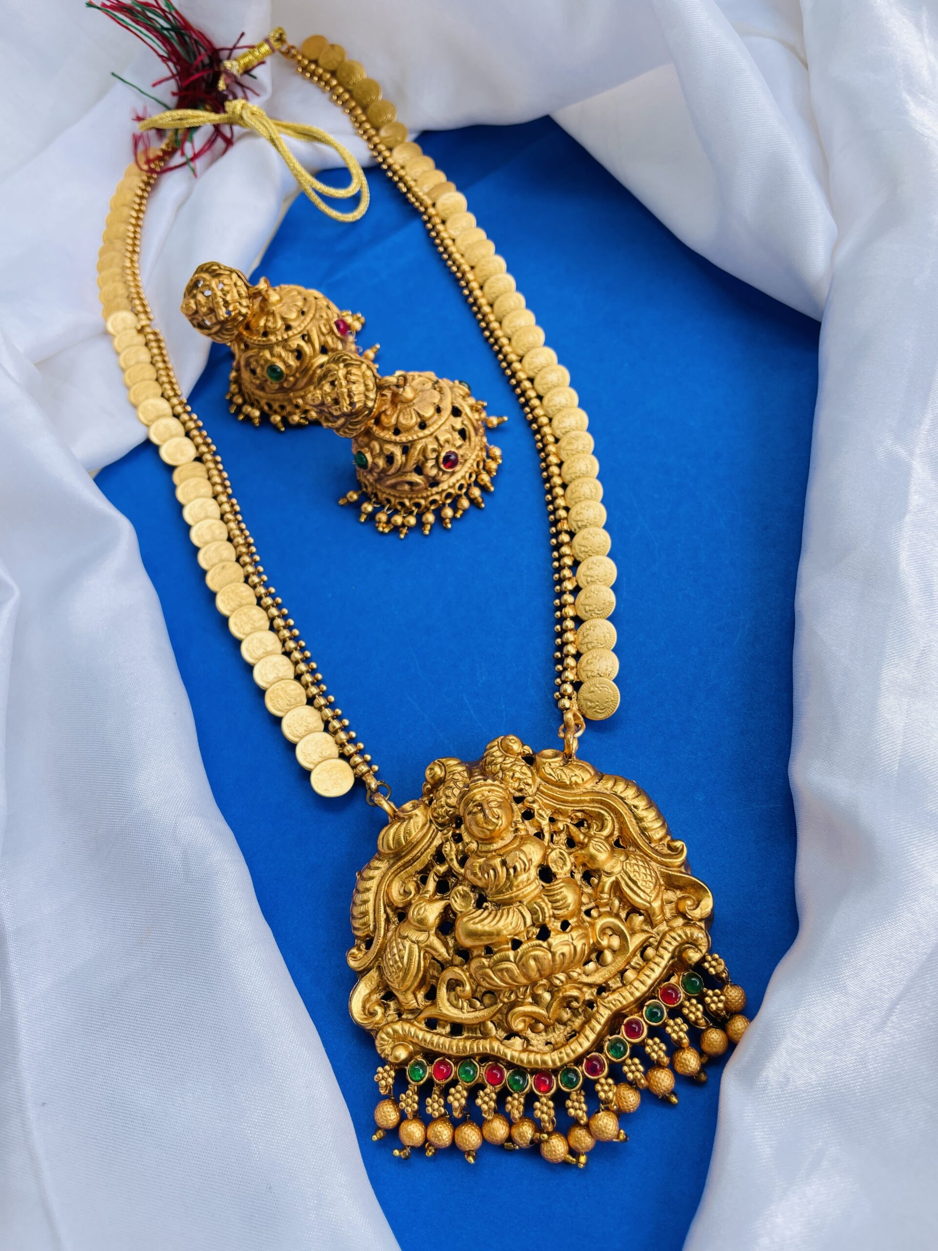 Laxmi Coin Long Necklace With Earrings AJP2024-230