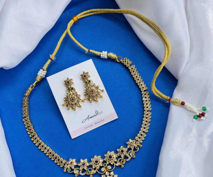 Manmohak Ad Stone Necklace With Earrings AJP2024-234