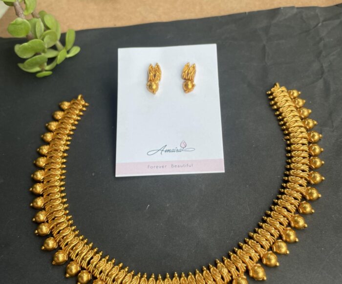 Simple Traditional Necklace Set With Earrings AJP2023-115