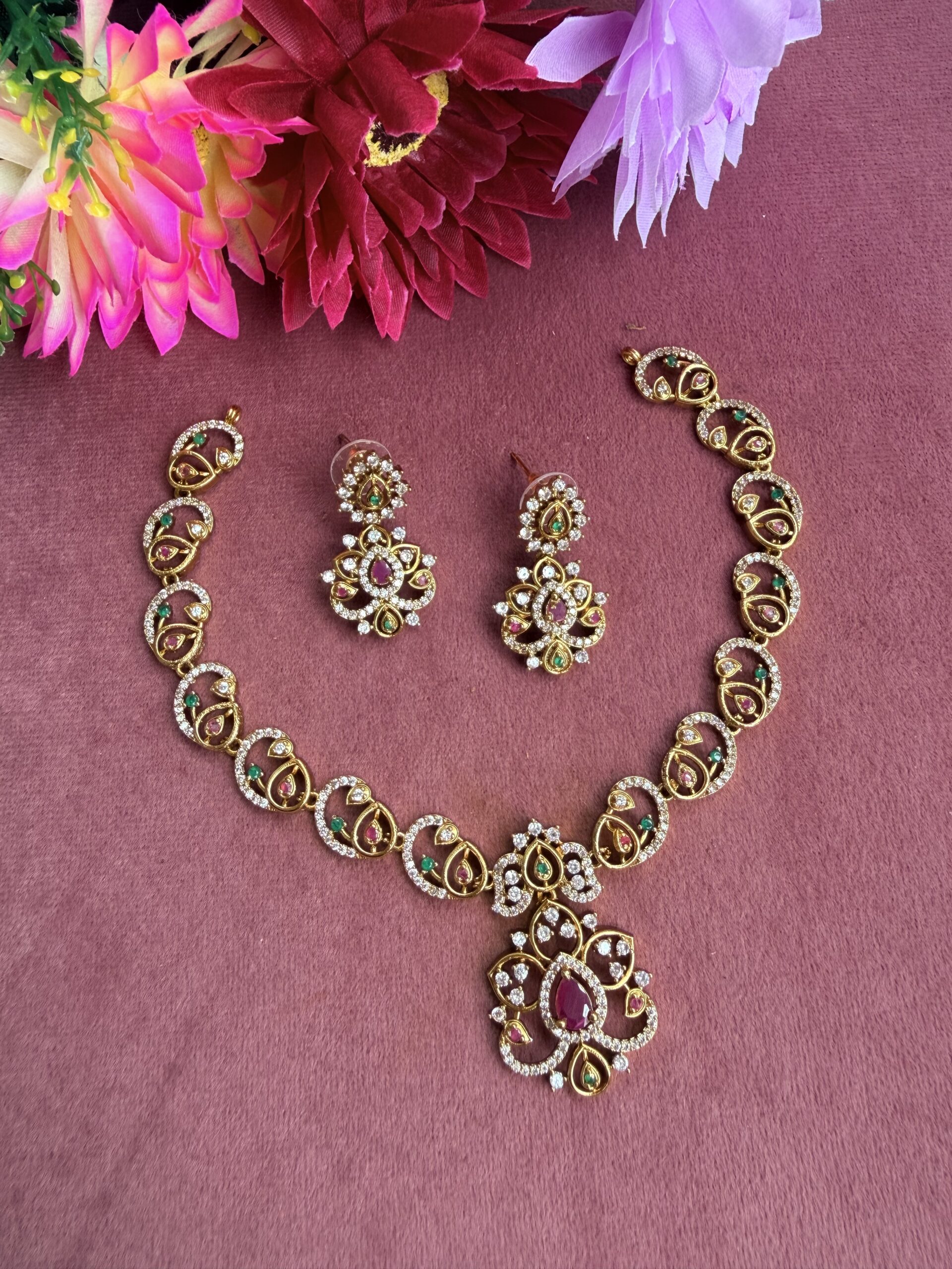 AD Stone Necklace With EaringsAJP2026-937 - Image 2