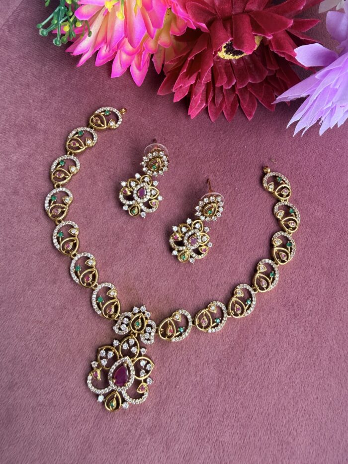 AD Stone Necklace With EaringsAJP2026-937