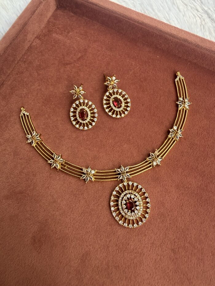 AD Stone Necklace With EaringsAJP2026-1020