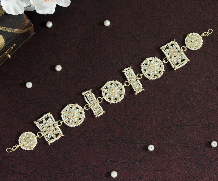 White Color Kundan Matha Patti AJP2023-15