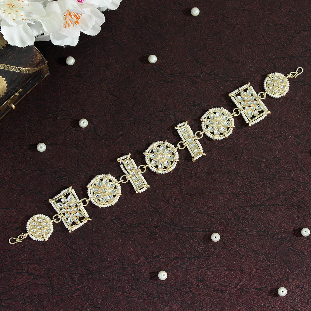 White Color Kundan Matha Patti AJP2023-15
