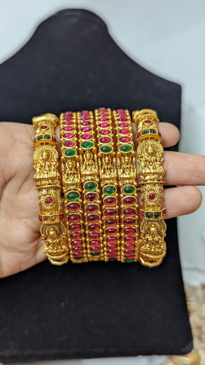 Kempu Stone Lakshmi Bangles AJP2022-47 - Image 3