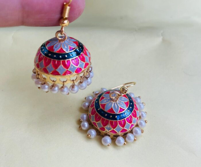 Multipal Coloured Meenakari Jhumkas AJP2023-161