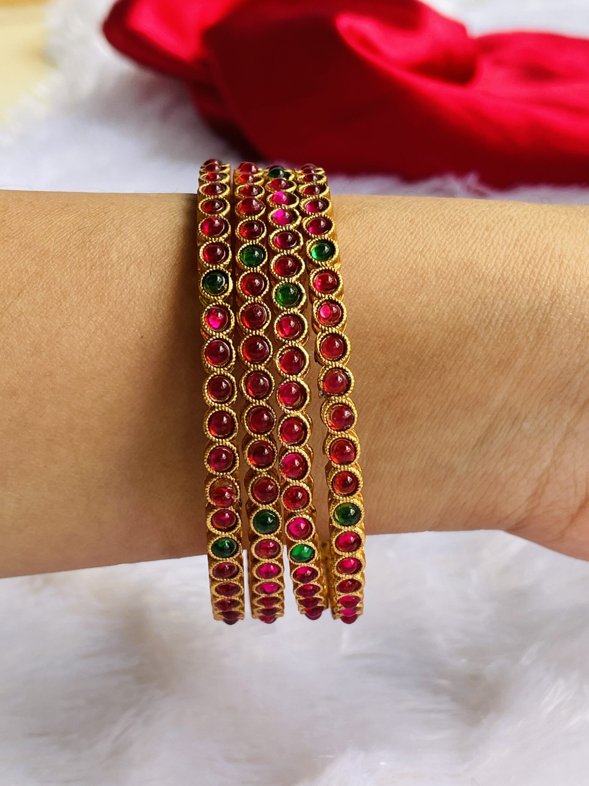 Gold Toned Pure Kemp Stone Bangles AJP2024-01 - Image 2
