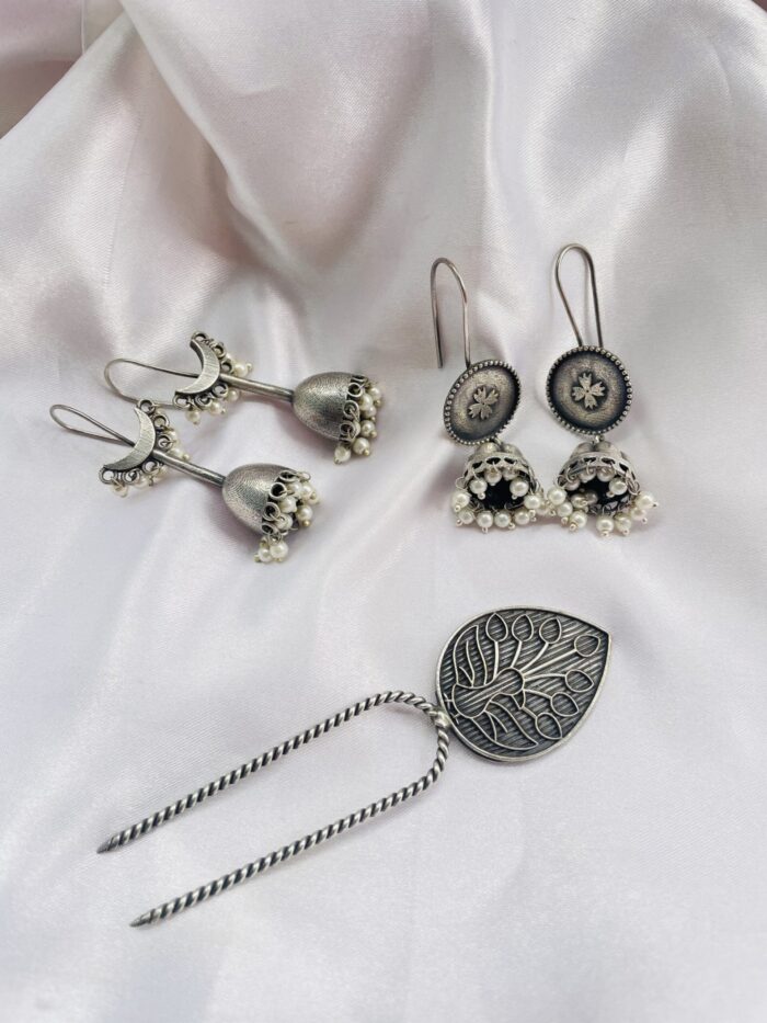 German Silver Oxidised Earrings Combo AJP2023-230