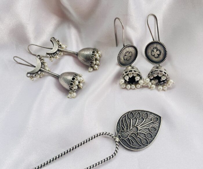 German Silver Oxidised Earrings Combo AJP2023-230