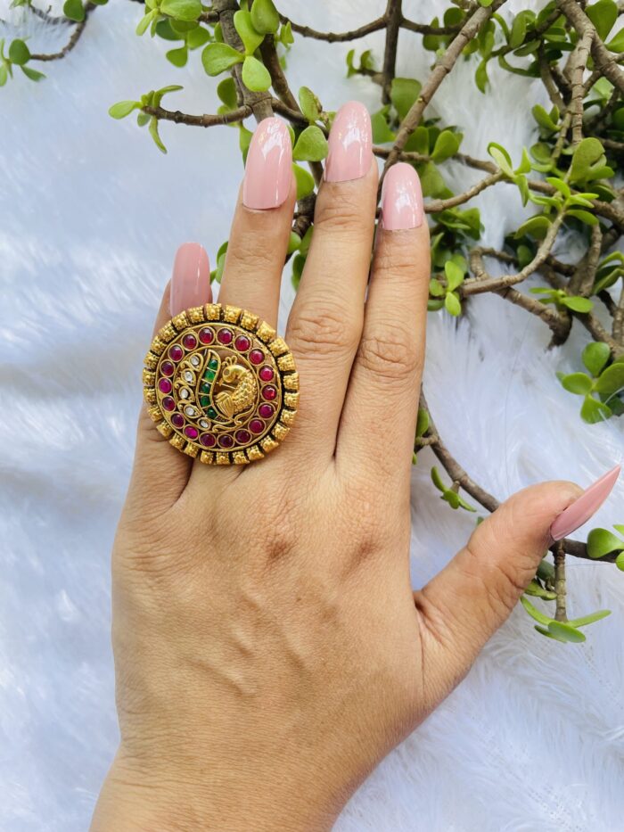 Kemp Stone Peacock Finger Ring AJP2023-348