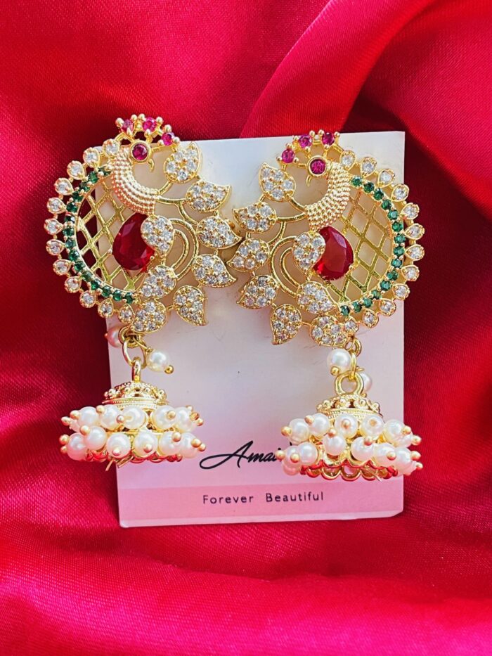 Peacock AD Stone Jhumka AJP2024-10