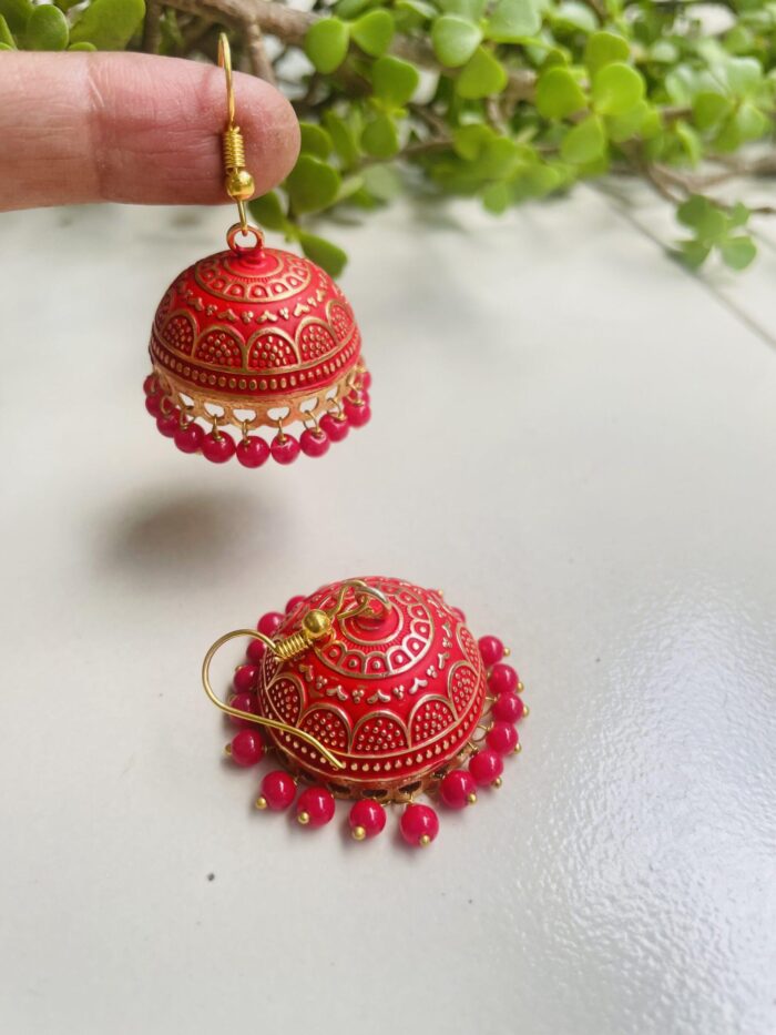 Matt Finished Traditional Meenakari Jhumkas Earring AJP2023- 178