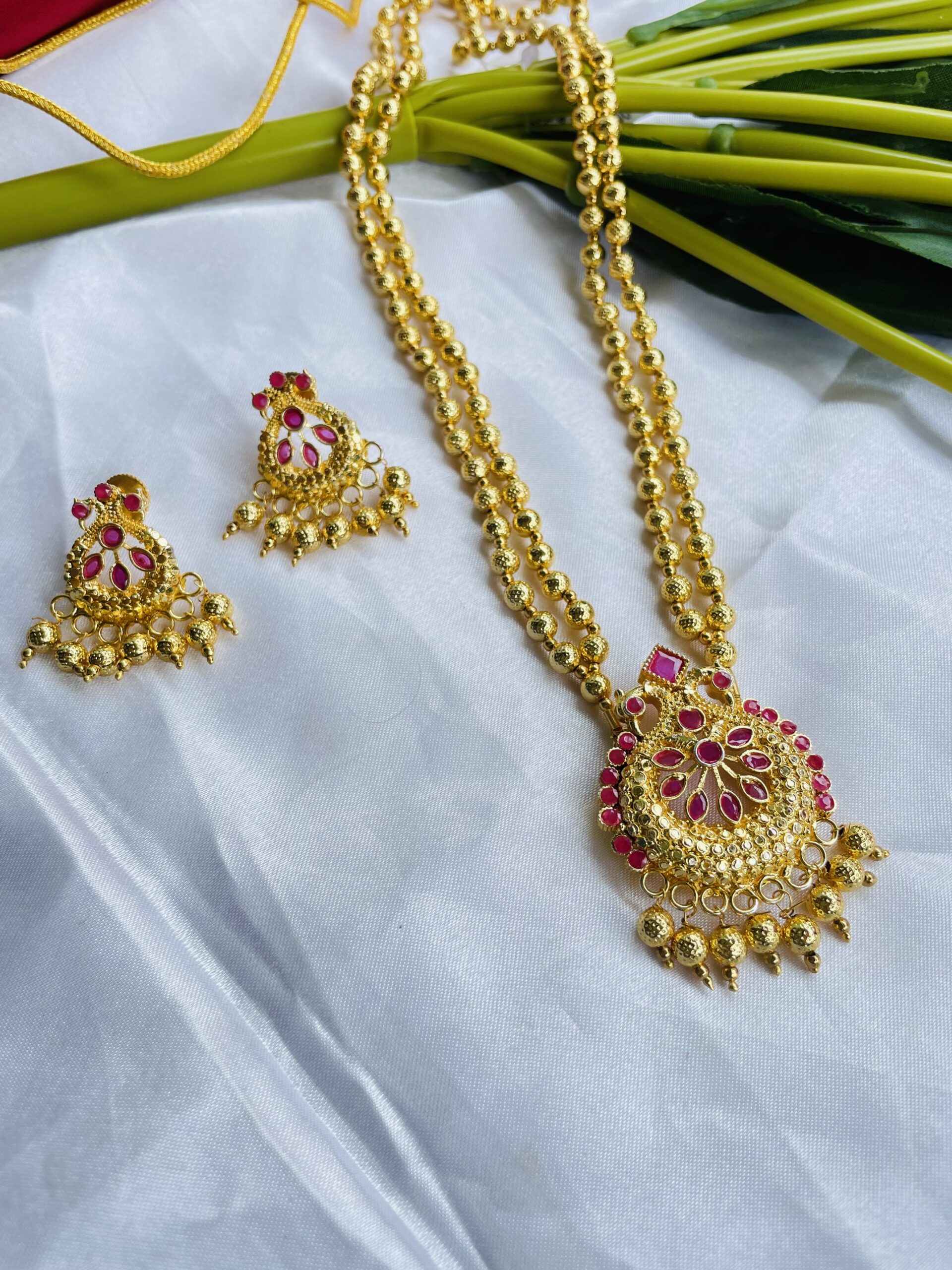 Chandrika Golden Maala With Earrings AJP2024-40 - Image 3