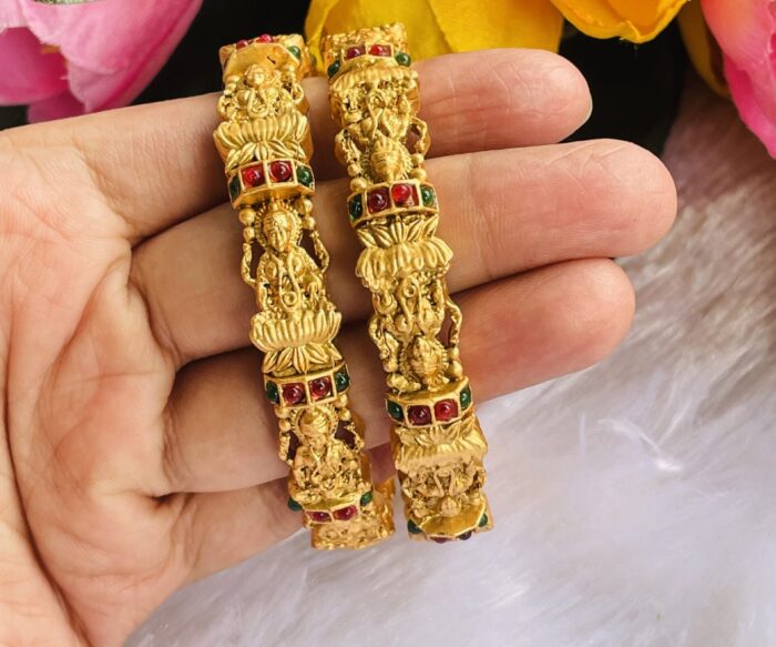 Gold Plated Laxmi Kada (set of 2) AJP2022- 48