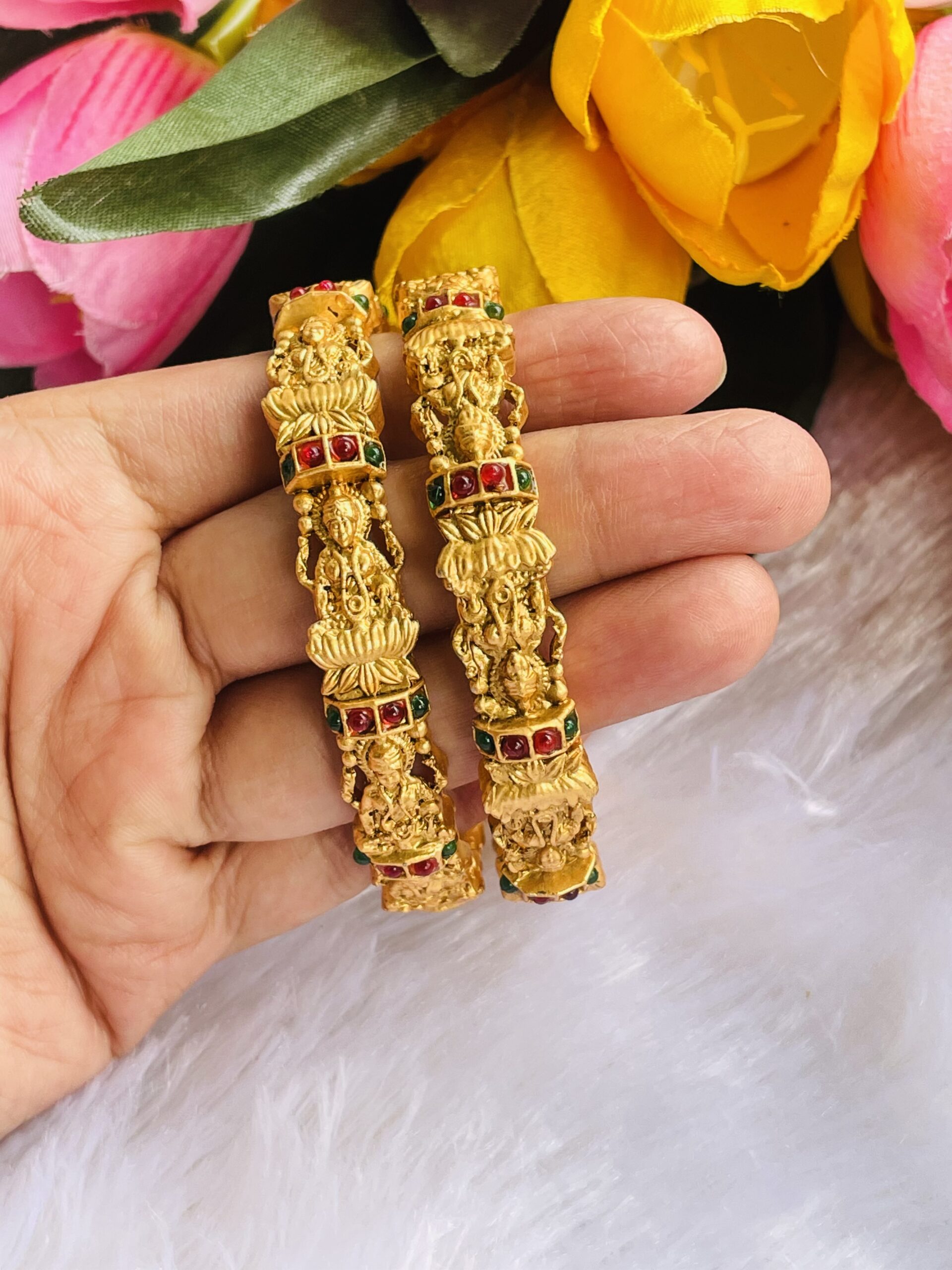 Gold Plated Laxmi Kada (set of 2) AJP2022- 48
