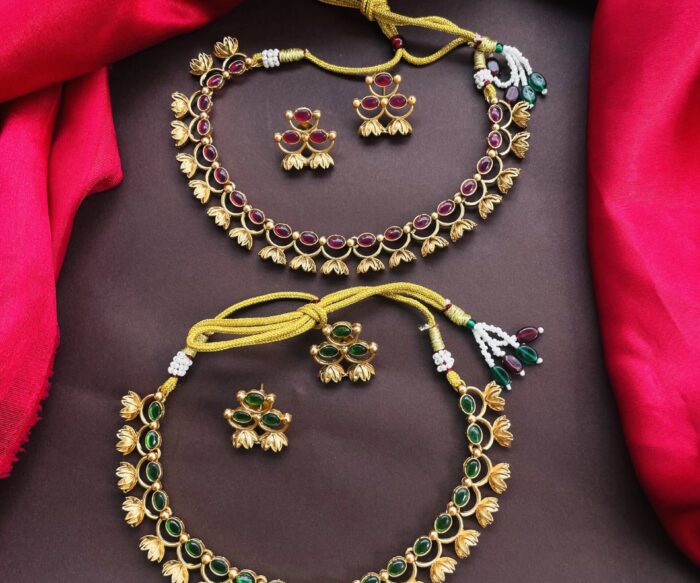 Simple Floral Necklace With Earrings AJP2023-289