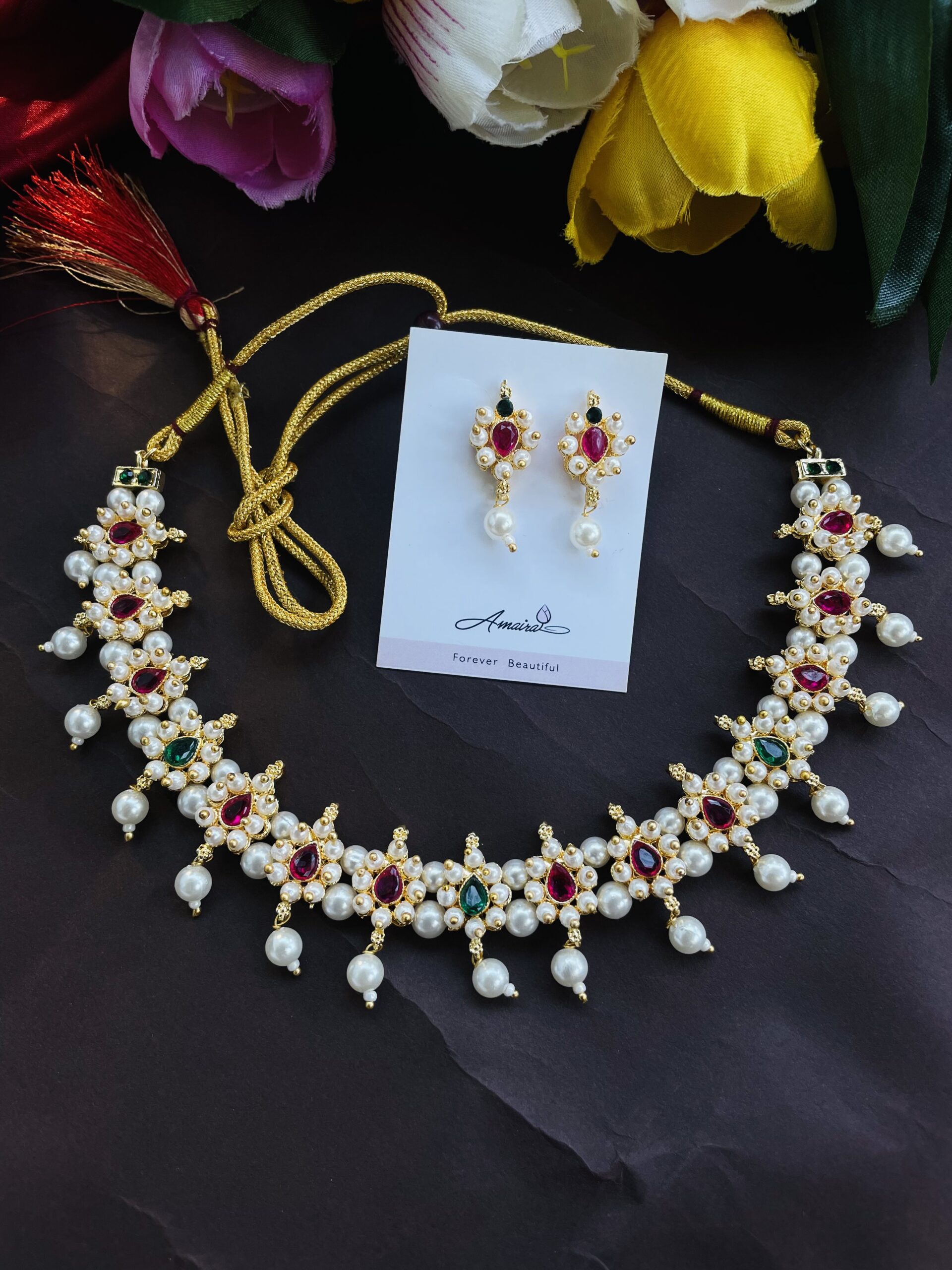 Handmade Necklace With Earrings AJP2024-58 - Image 2