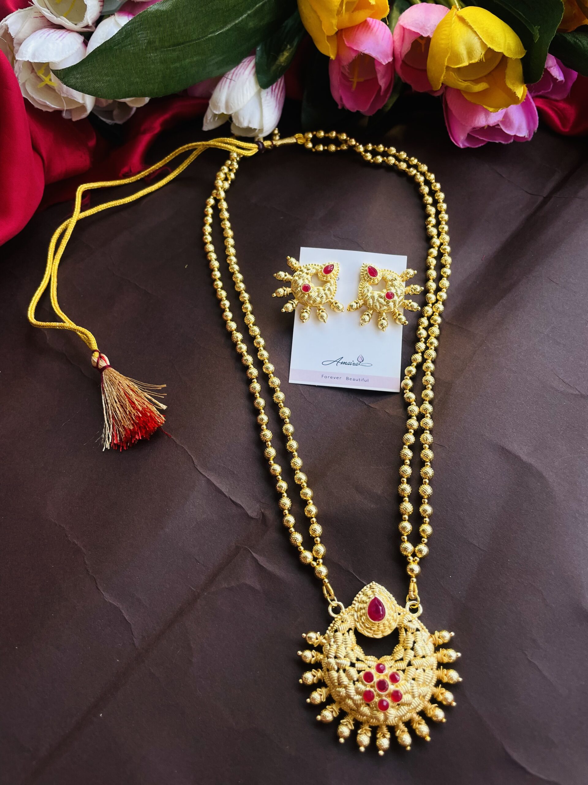 Long Maala With Earrings AJP2024-36 - Image 2