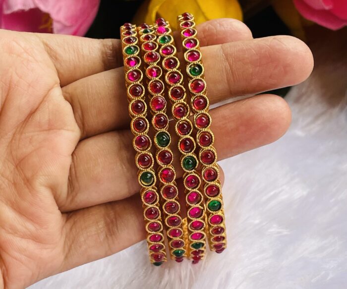 Gold Toned Pure Kemp Stone Bangles AJP2024-01
