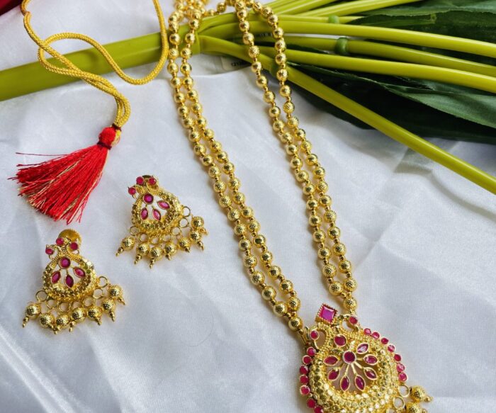 Chandrika Golden Maala With Earrings AJP2024-40