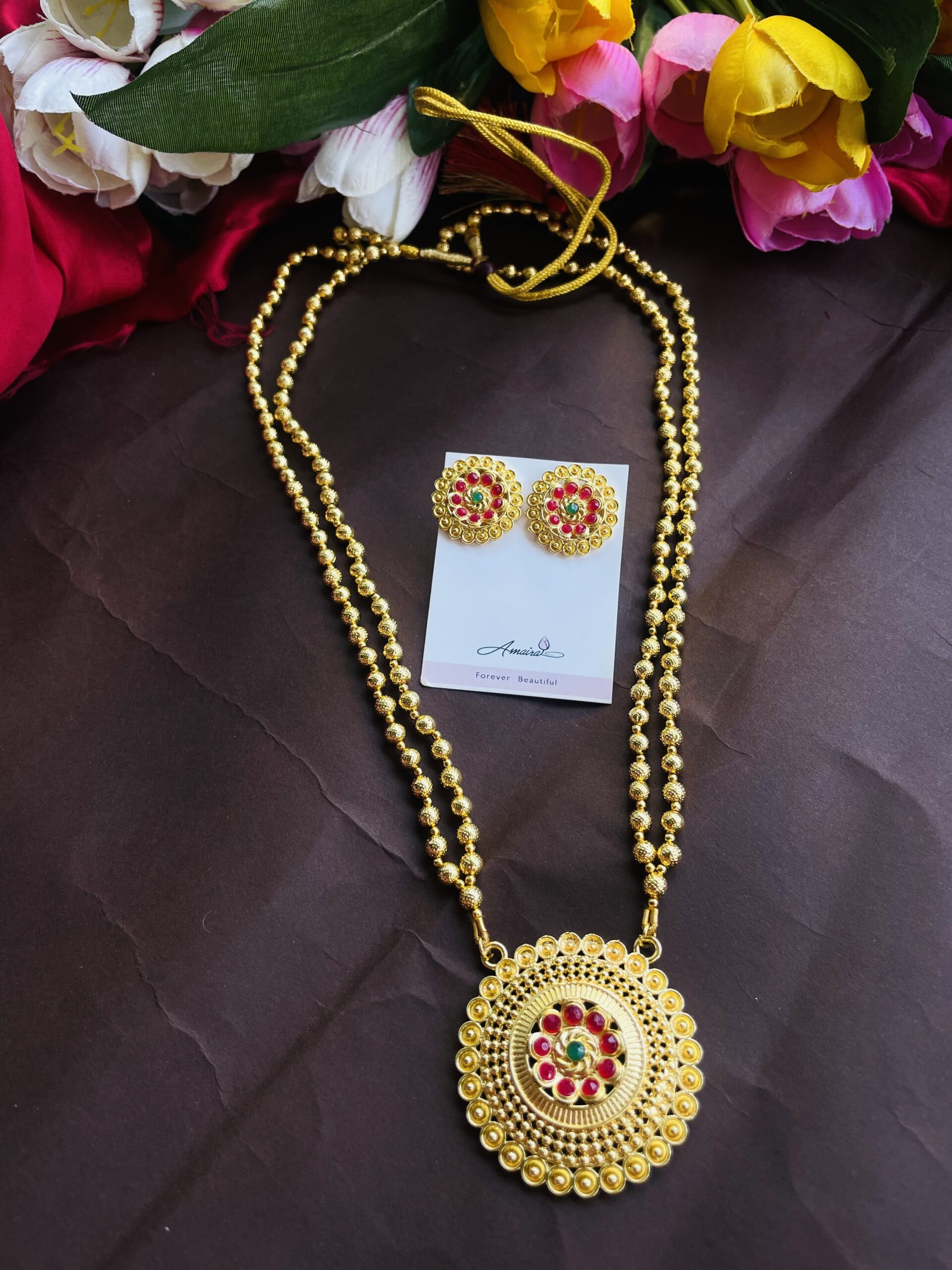 Premium Quality Maala With Earrings AJP2024- 38 - Image 2