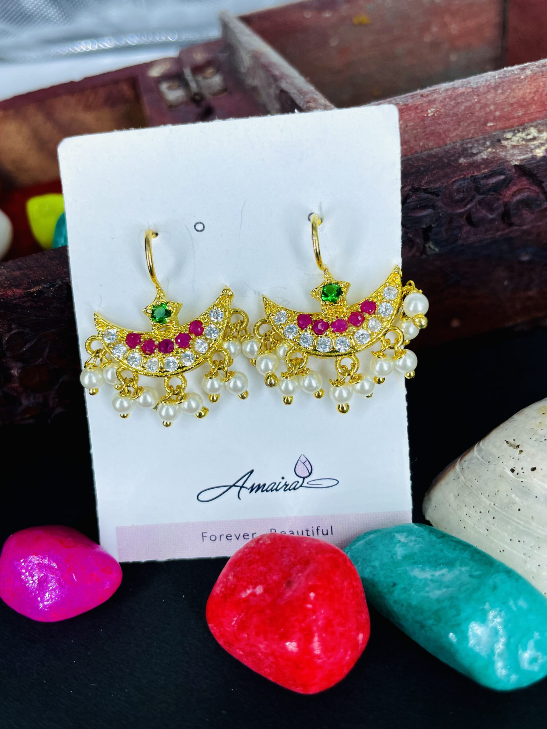 Upper Ear clips Press on Maharashtrian Traditional Press Bugadi Clip on Earrings AJP2023-213