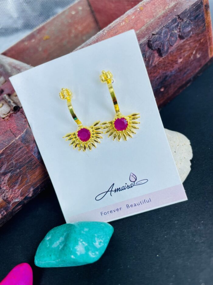 Golden Colour Studded White Stone Traditioanl Bugadi Earrings AJP2023-213