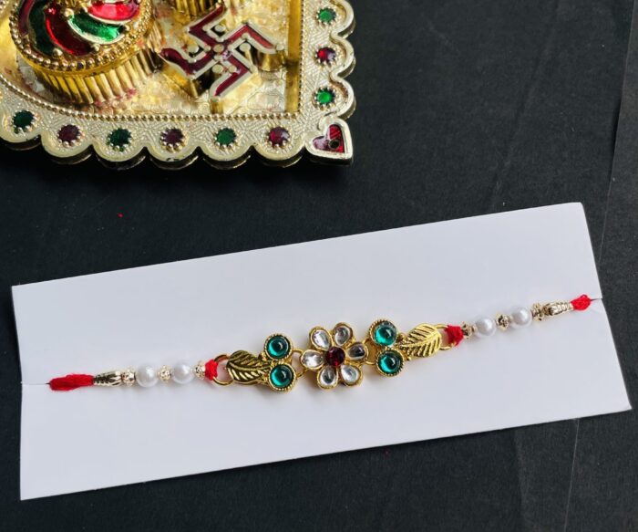 Red & Green Kundan Rakhi AJP2023-226