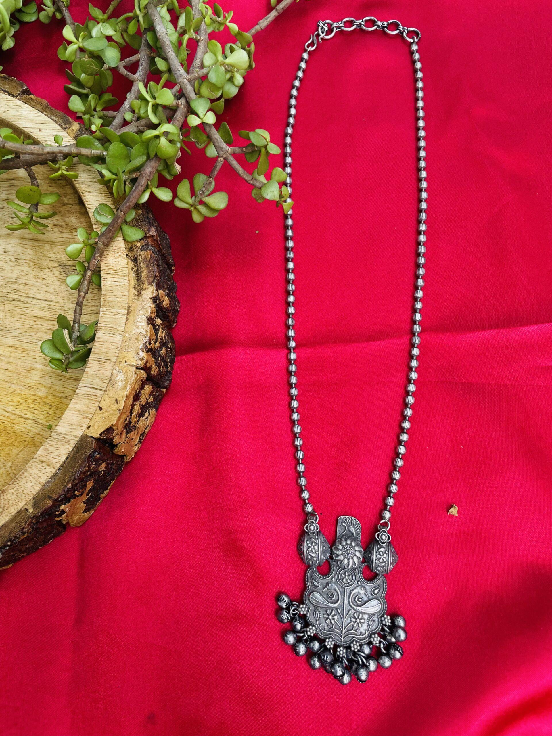 Abstract Silver Oxidised Necklace AJP2022-122 - Image 3