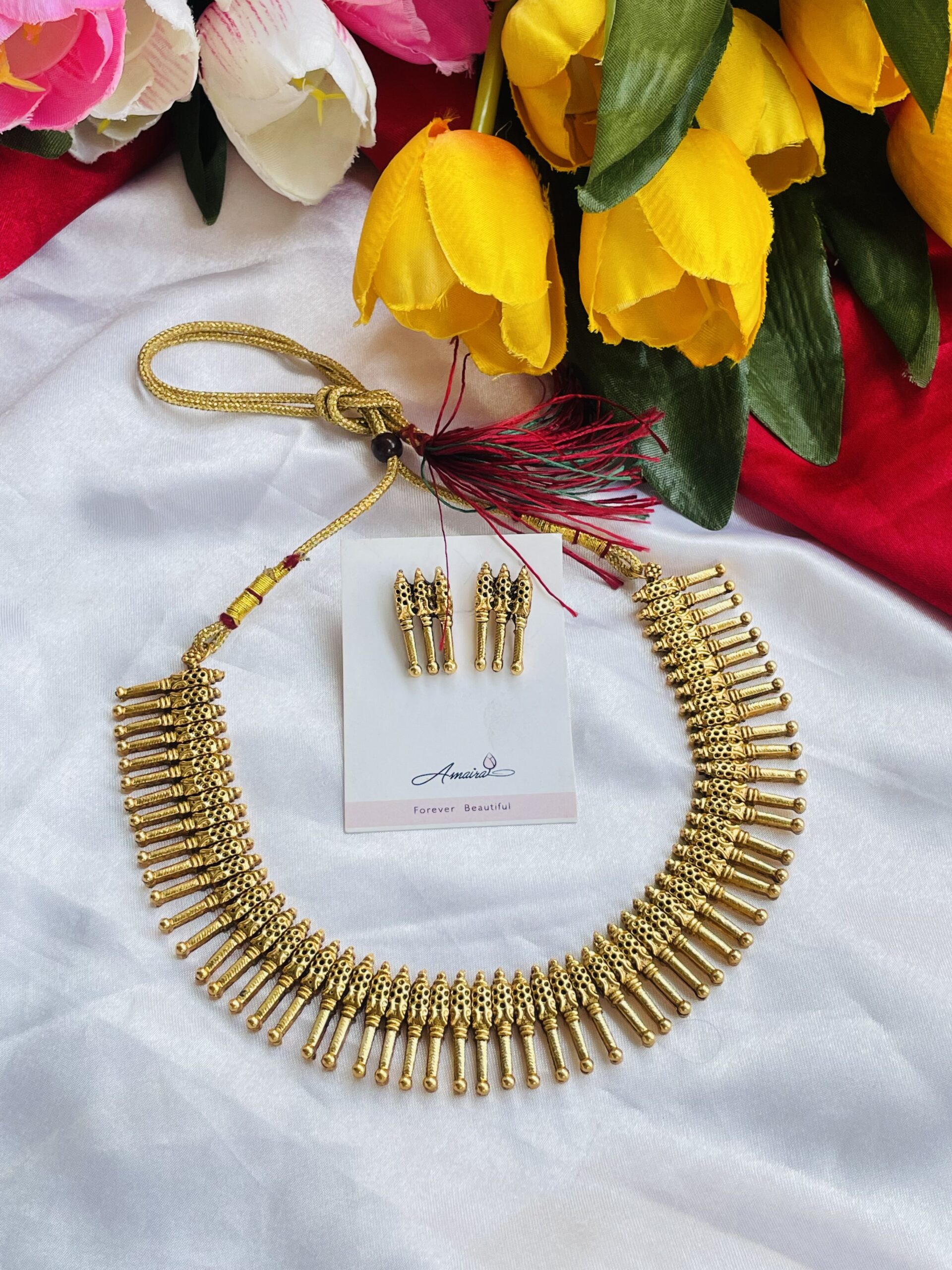 Rice Shaped Necklace With Earrings AJP2024-54 - Image 2