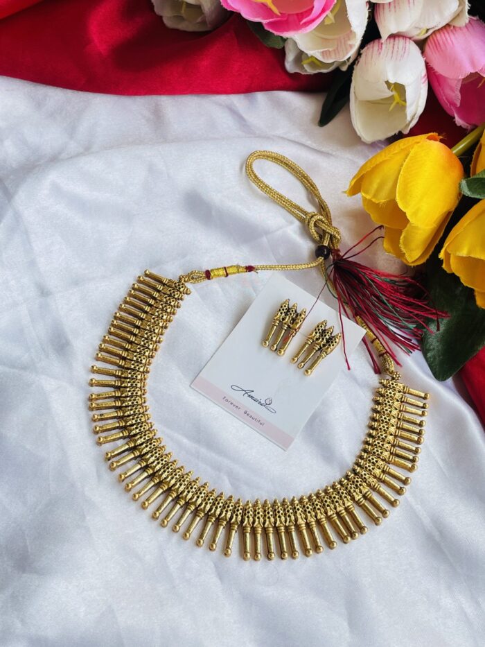 Rice Shaped Necklace With Earrings AJP2024-54