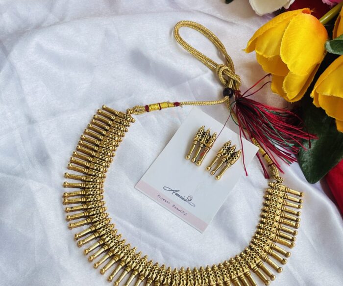 Rice Shaped Necklace With Earrings AJP2024-54