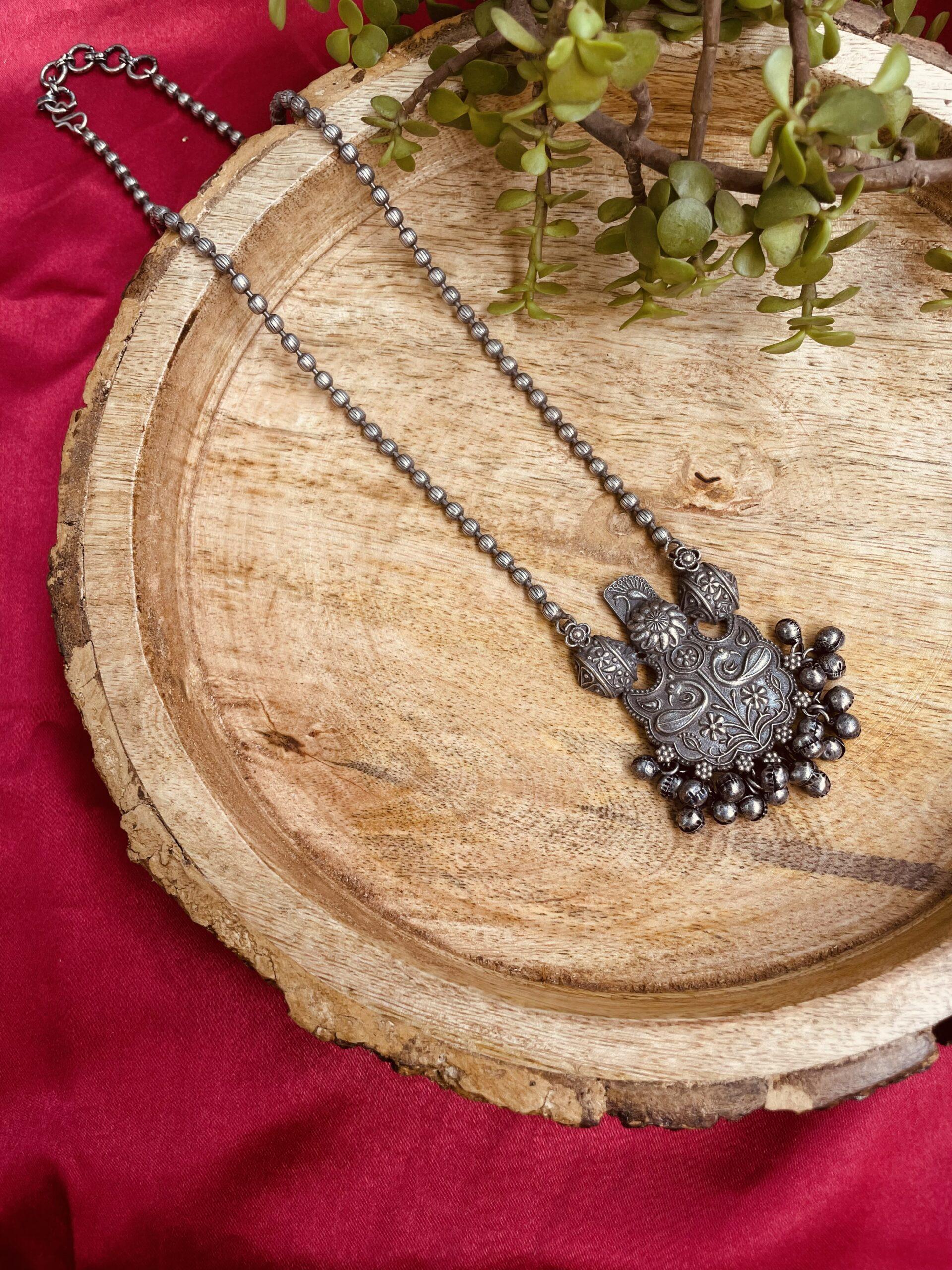 Abstract Silver Oxidised Necklace AJP2022-122 - Image 2