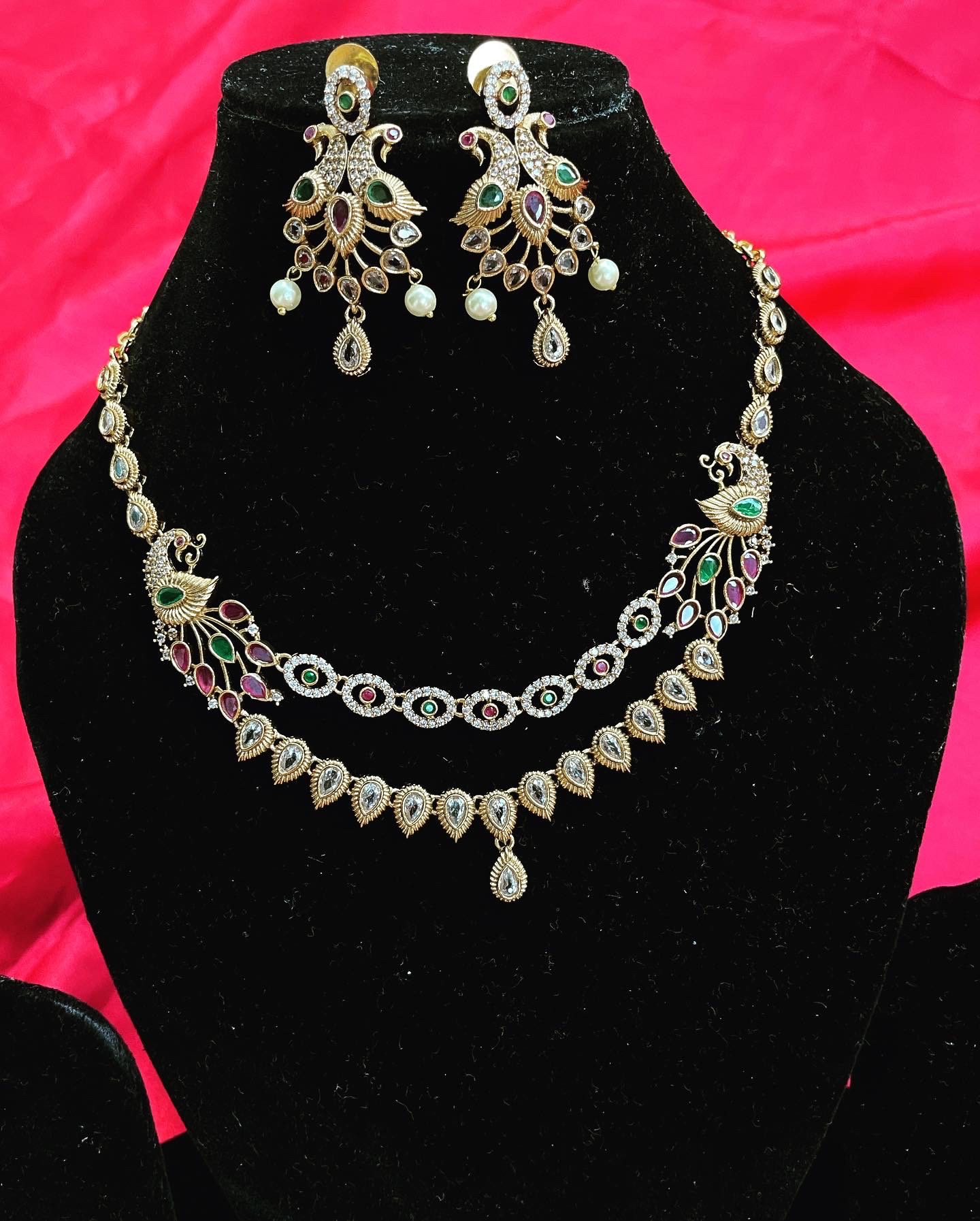 AD Stone Peacock Necklace AJP2023-257 - Image 3