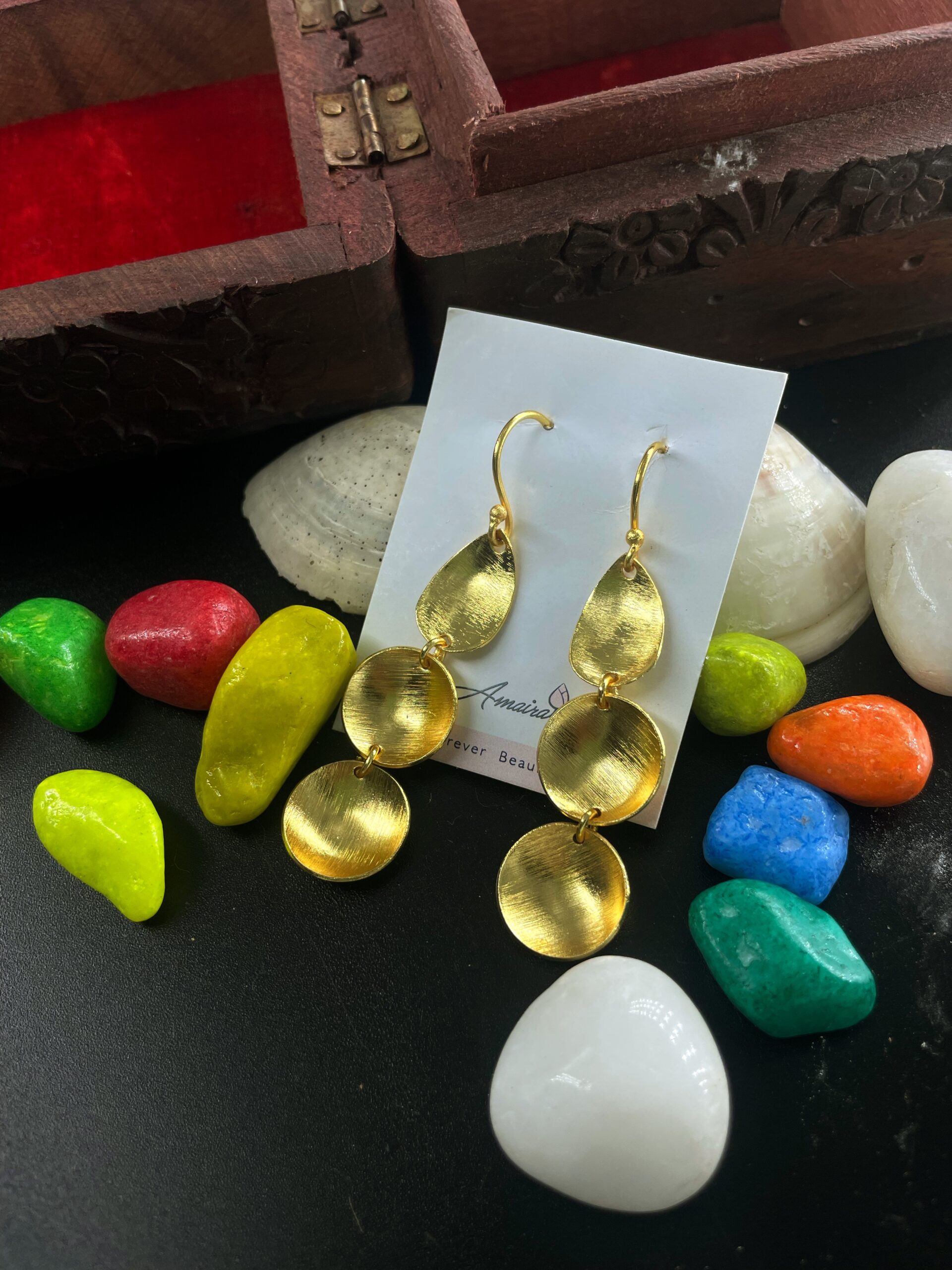 Gold-Plated Contemporary Drop Earrings AJP2023-201 - Image 2