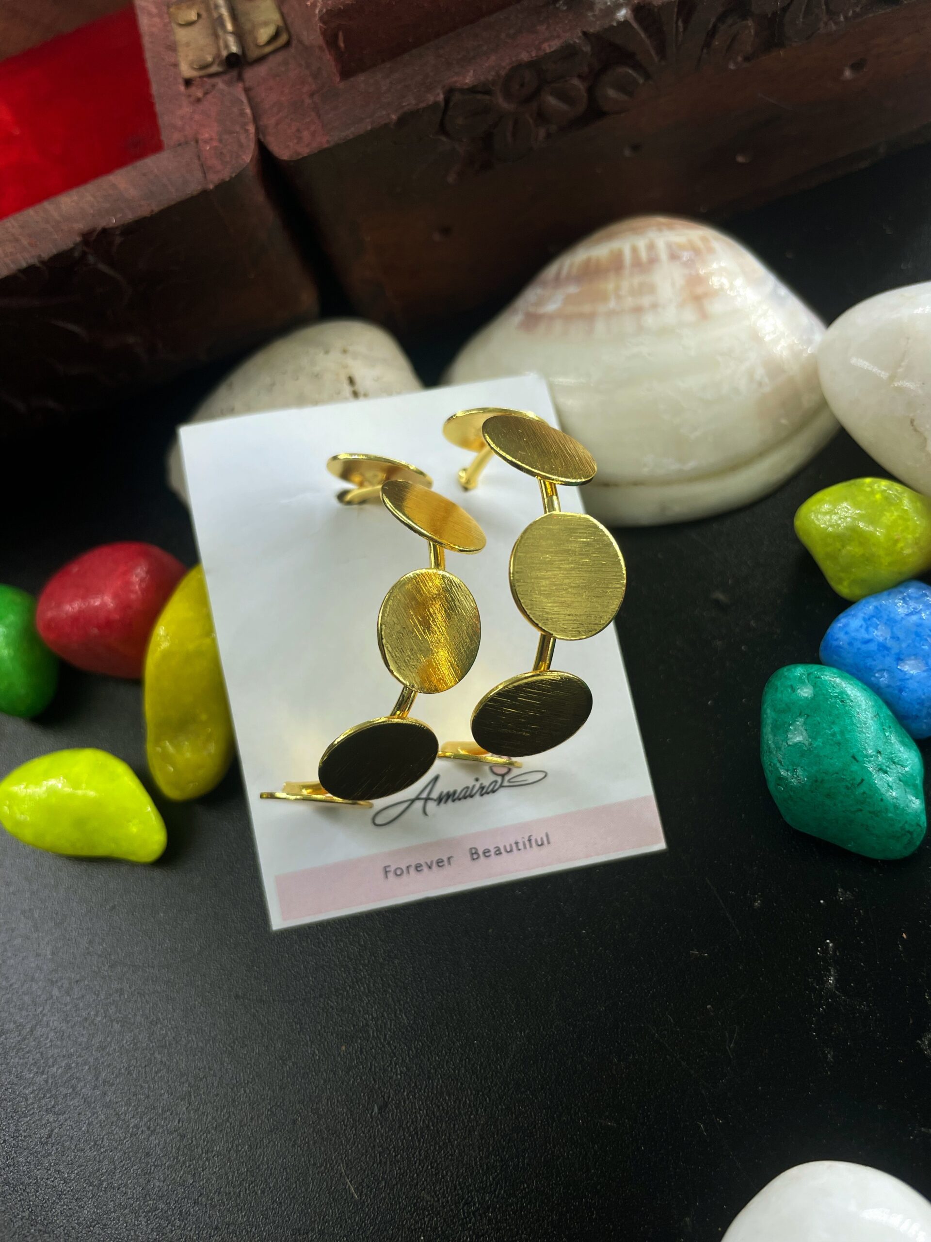 Gold-Plated Contemporary Hoop Earrings AJP2023-204 - Image 3