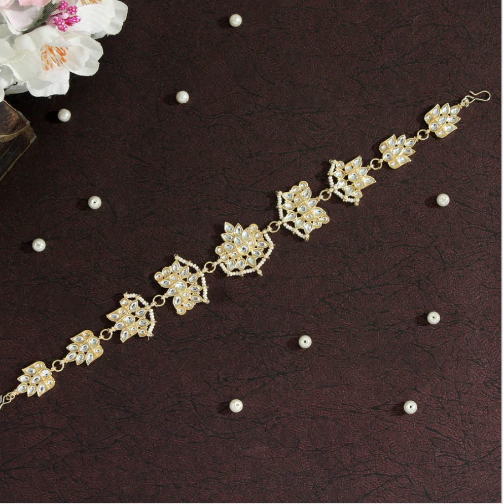 White Color Kundan Matha Patti AJP2023-17