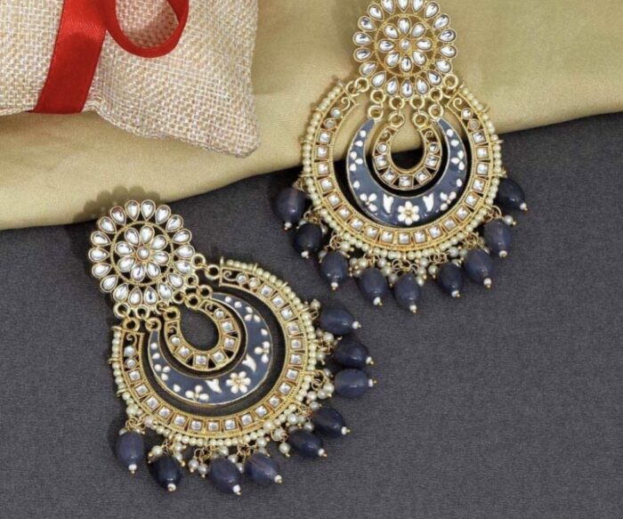 MEENAKARI GREY EARRING AJP2022-21