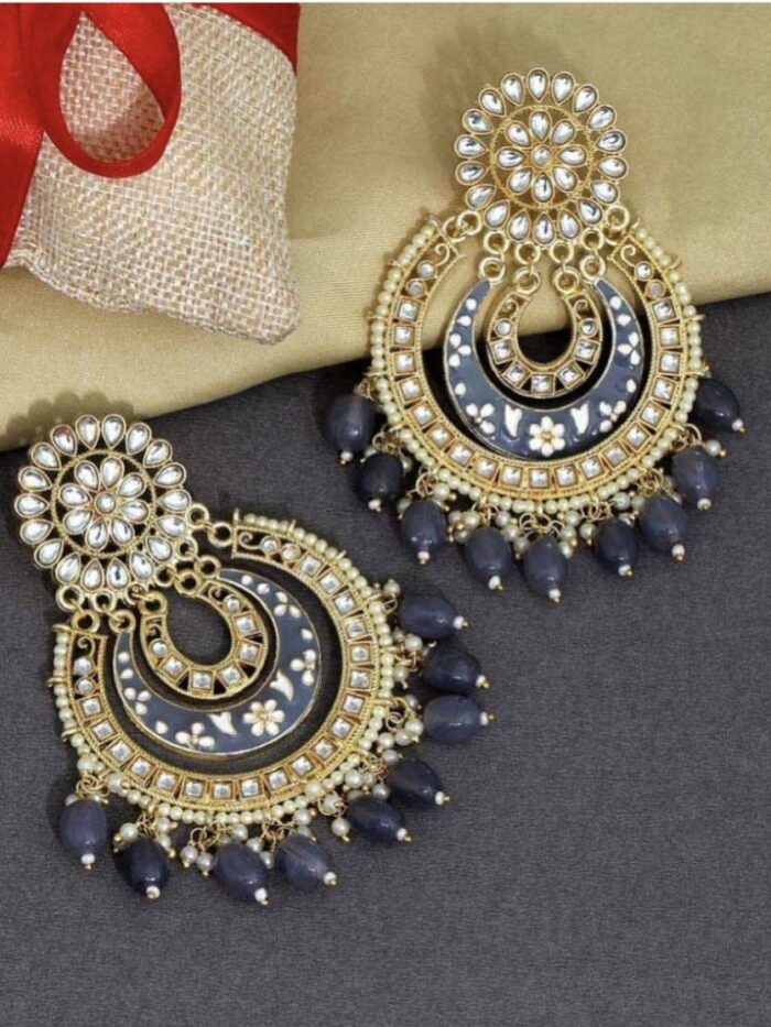MEENAKARI GREY EARRING AJP2022-21
