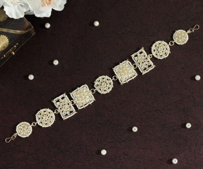 White Color Kundan Matha Patti AJP2023-16