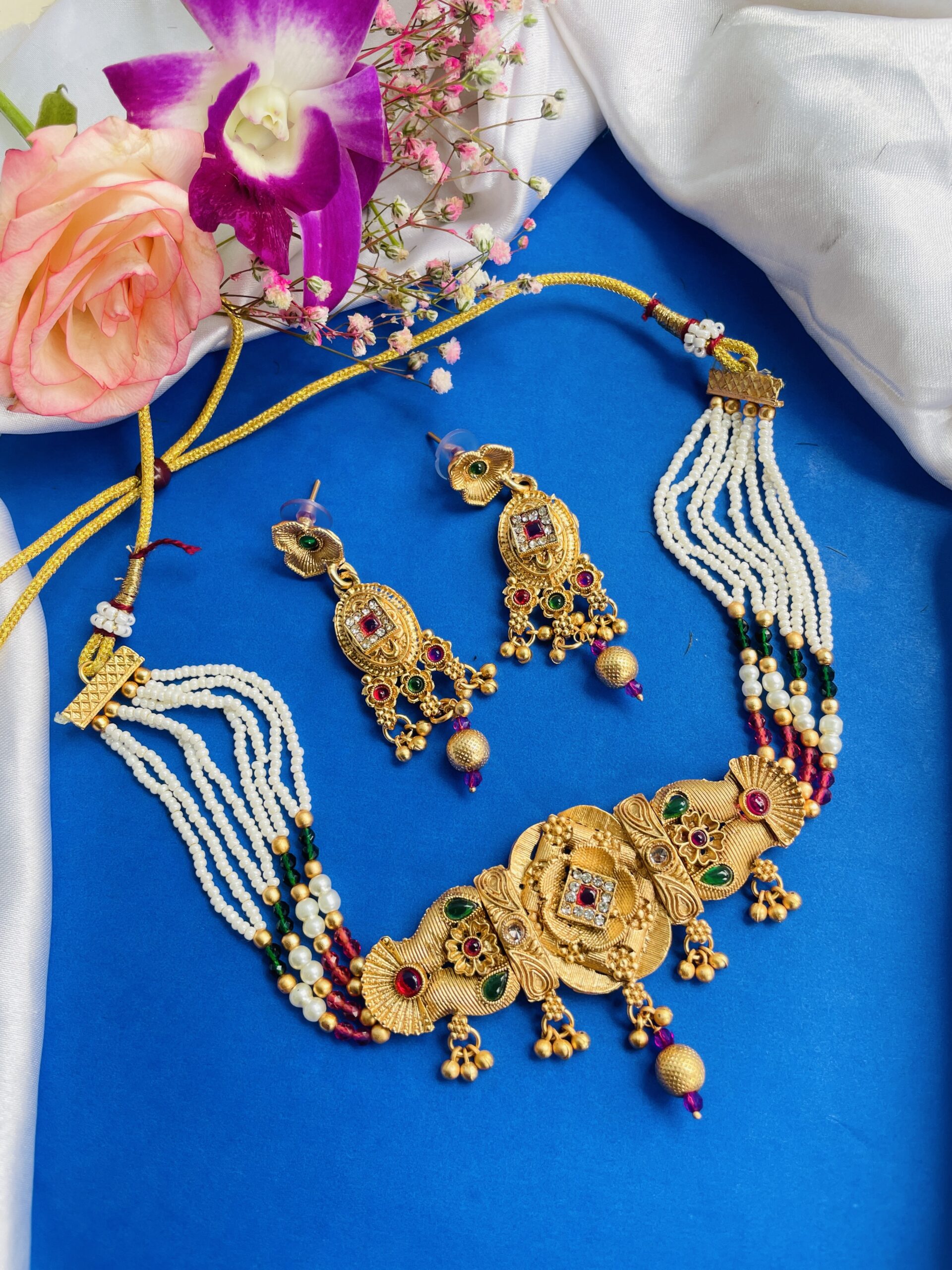 Rajwadi Necklace With Earrings AJP2024-351 - Image 2