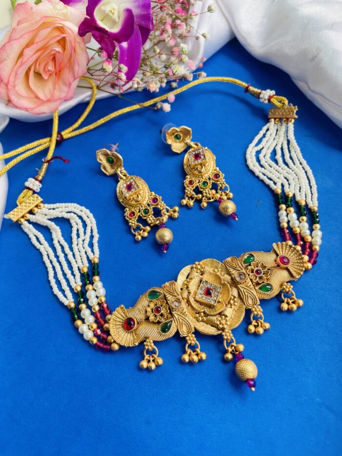 Rajwadi Necklace With Earrings AJP2024-351