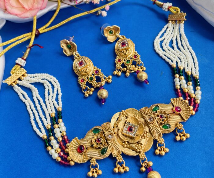 Rajwadi Necklace With Earrings AJP2024-351