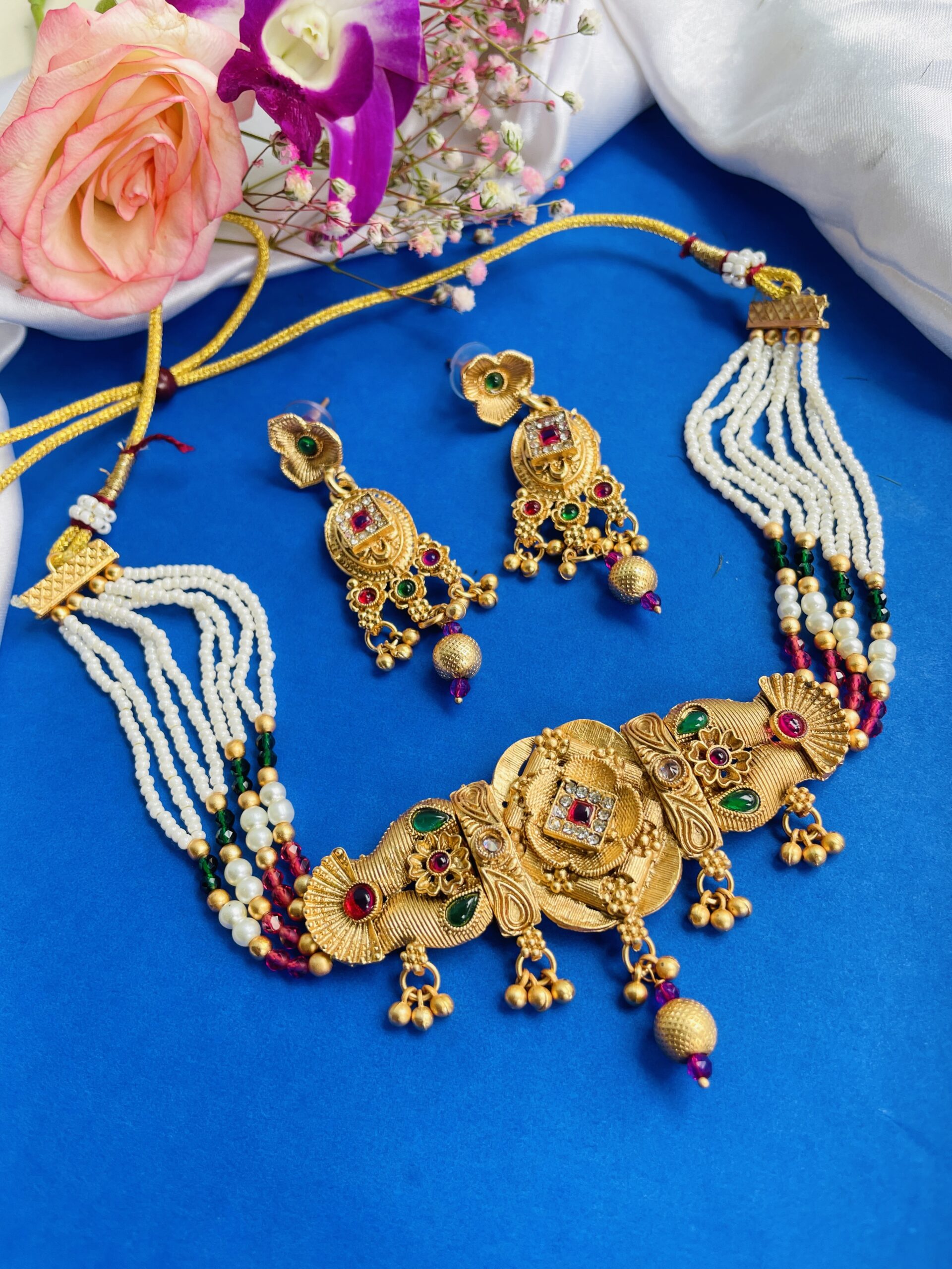 Rajwadi Necklace With Earrings AJP2024-351