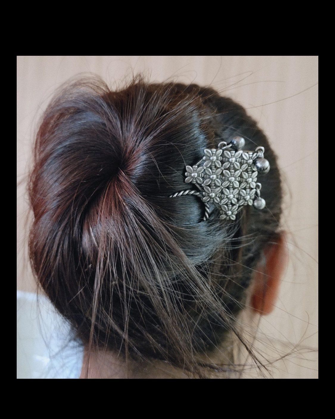Hair Stick for Bun Flower Design Hair Pin AJP2023-107 - Image 2