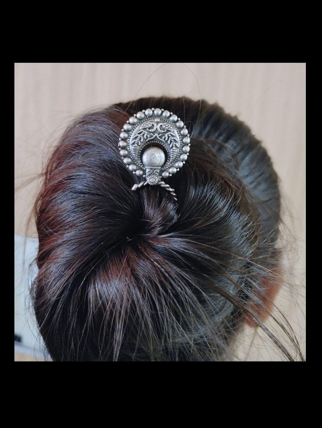 Silver Oxidised Hair Accessories AJP2023-106 - Image 2
