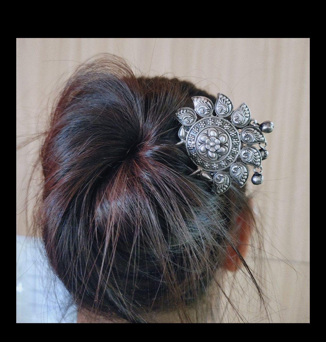 Silver Oxidised Hair Pin AJP2023-118 - Image 2