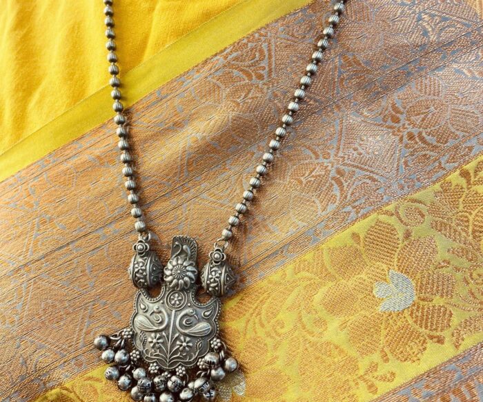 Abstract Silver Oxidised Necklace AJP2022-122