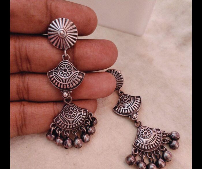 Silver Oxidised Ghungaroo Earrings AJP2023-129